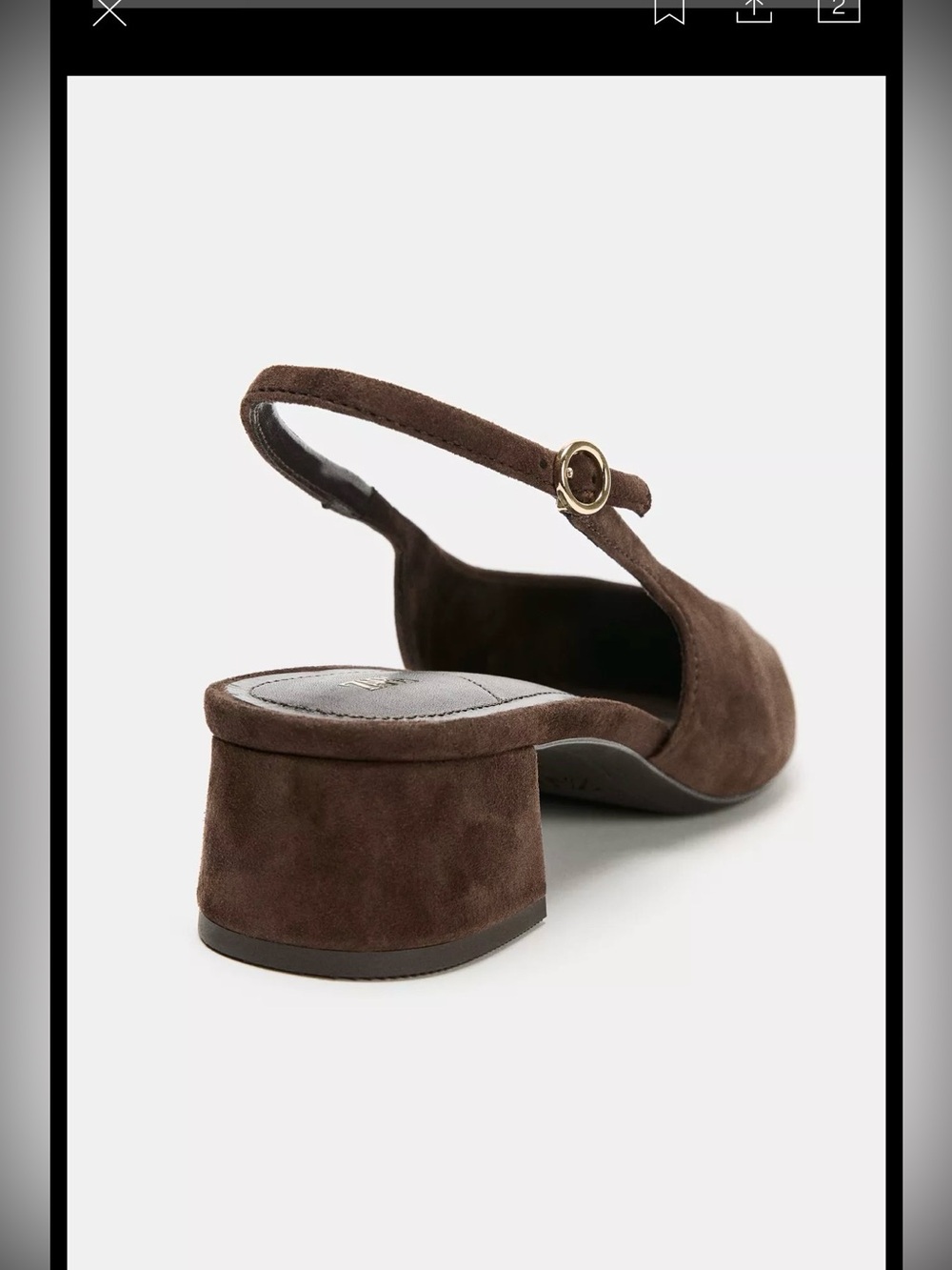 Zara Brown Suede Slingback Size 6 NWOT - Picture 5 of 7